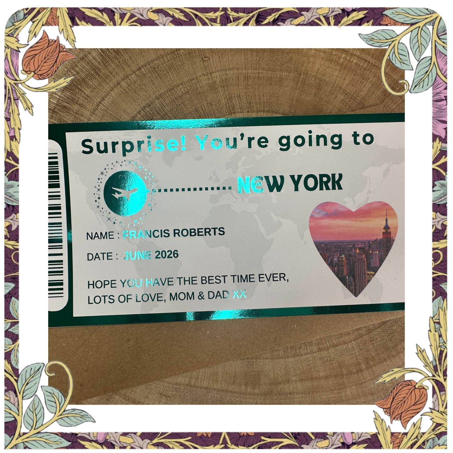 Destination Ticket Fake Boarding Pass, Trip Getaway Surprise Gift Gift Him or Her