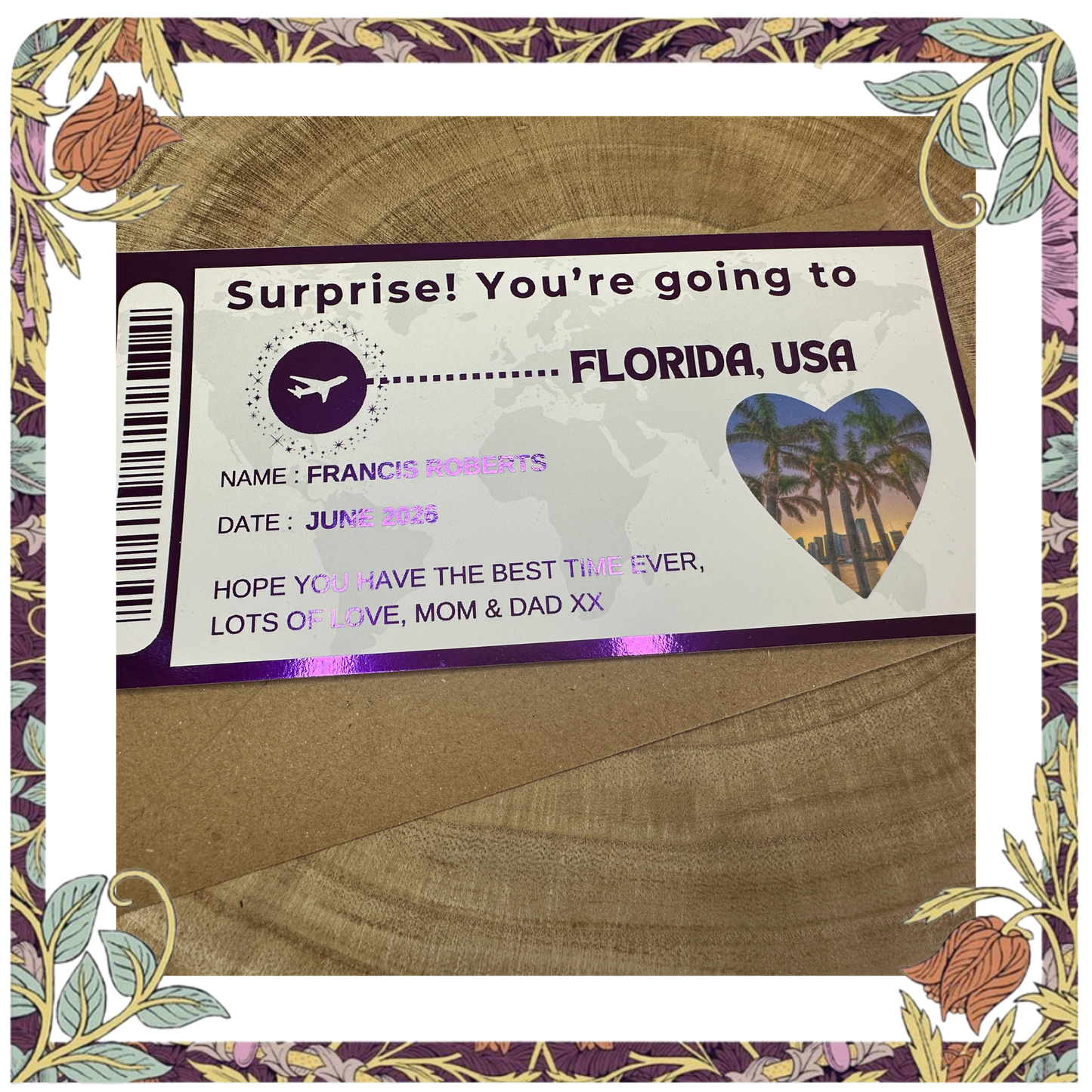 Destination Ticket Fake Boarding Pass, Trip Getaway Surprise Gift Gift Him or Her