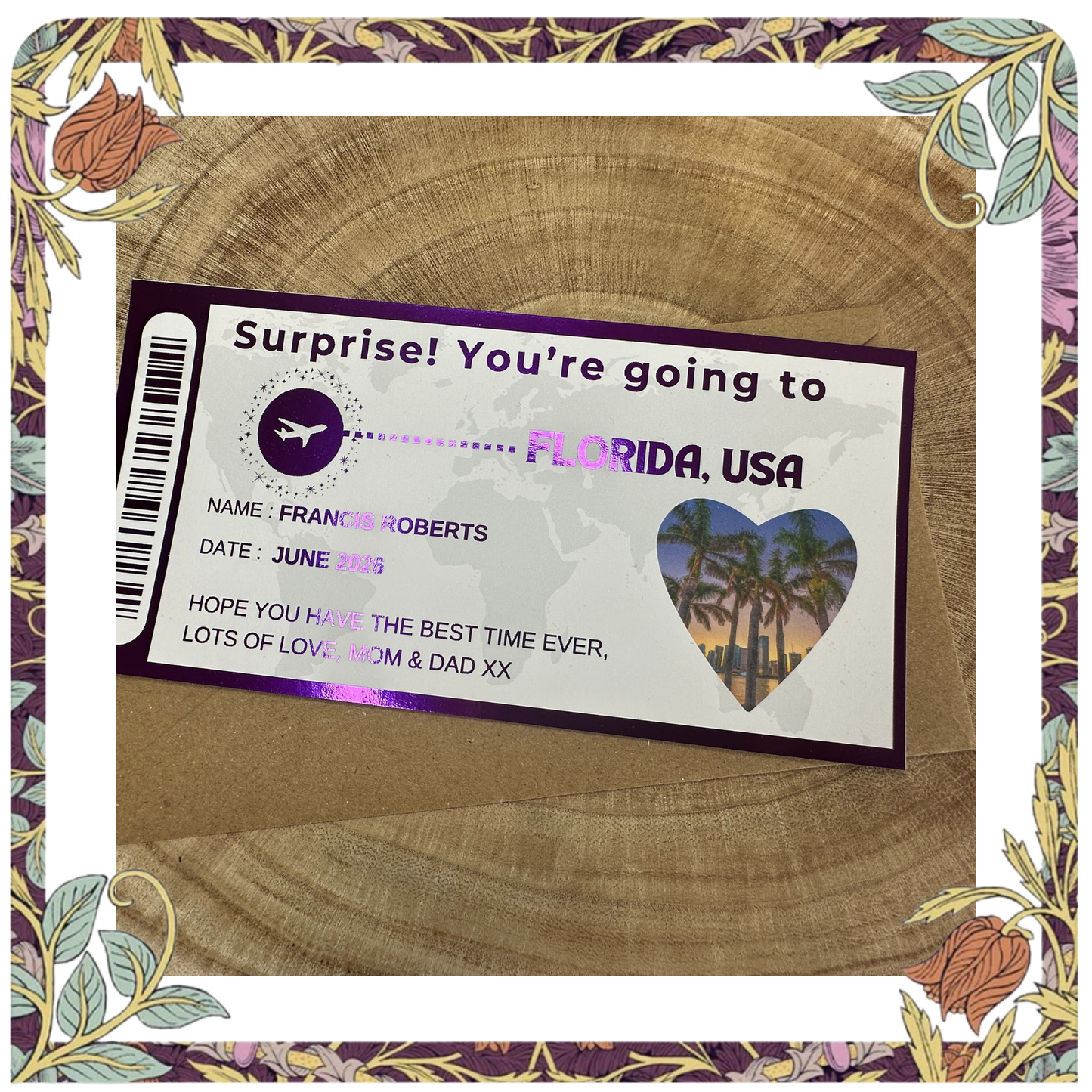 Destination Ticket Fake Boarding Pass, Trip Getaway Surprise Gift Gift Him or Her
