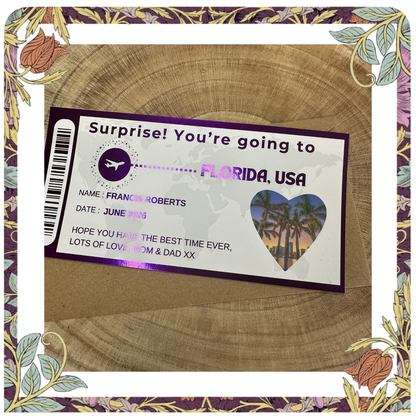 Destination Ticket Fake Boarding Pass, Trip Getaway Surprise Gift Gift Him or Her