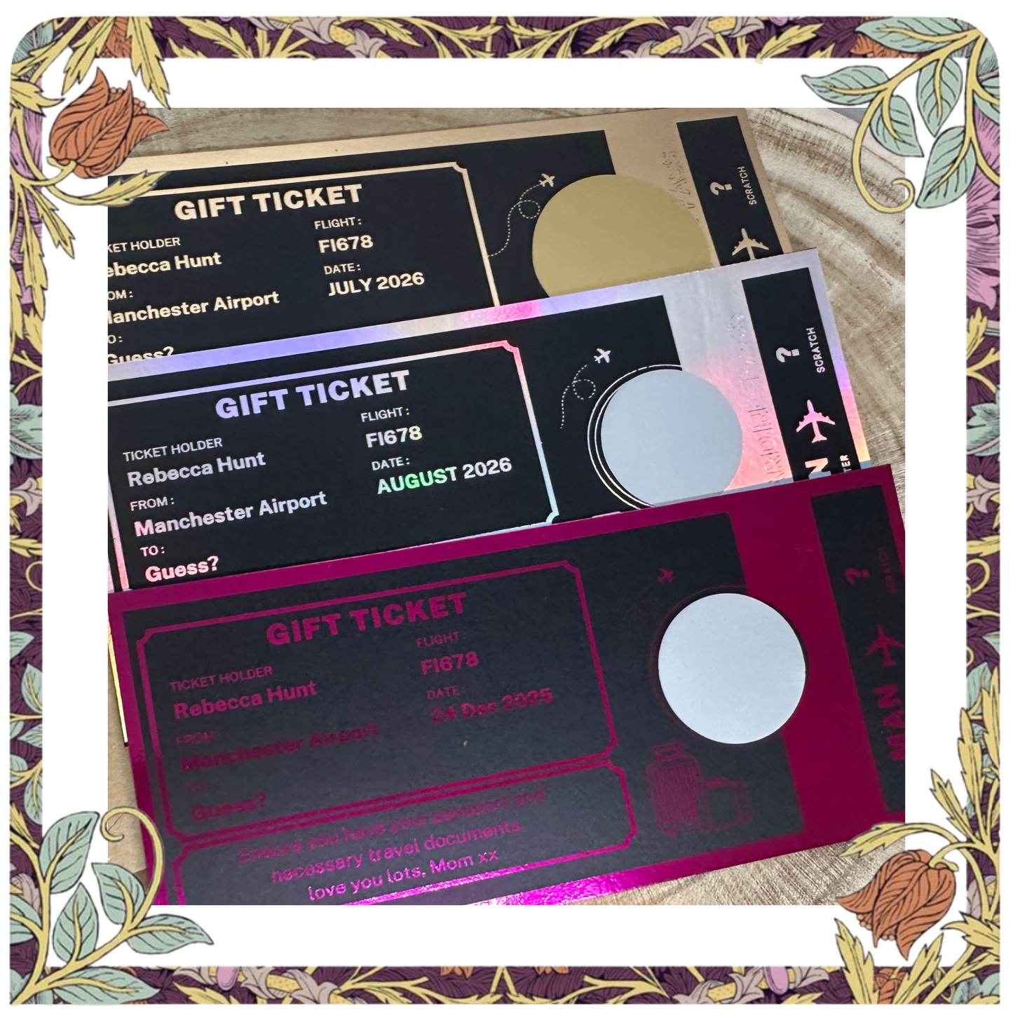 Scratch to Reveal Keepsake Ticket, Trip Getaway Surprise Gift Gift Him or Her