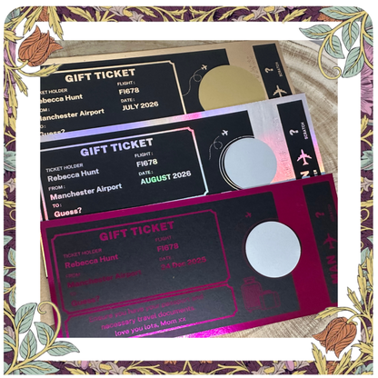 Scratch to Reveal Keepsake Ticket, Trip Getaway Surprise Gift Gift Him or Her