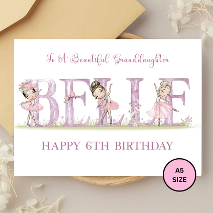 Ballerina Birthday Card for Daughter