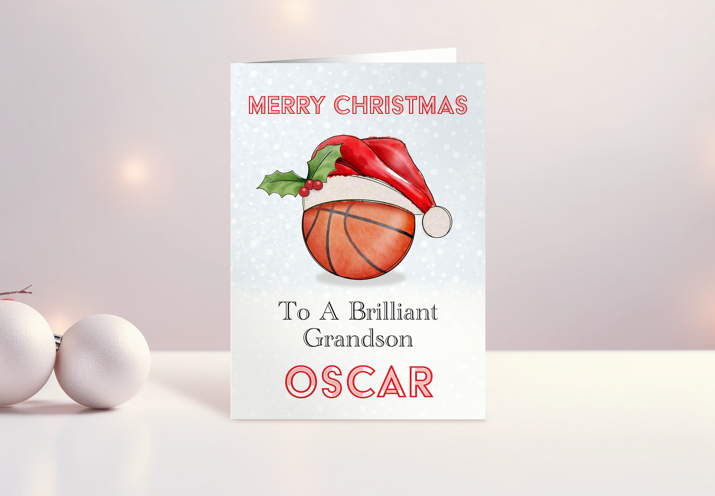 Basketball Christmas Card for Grandson Personalised