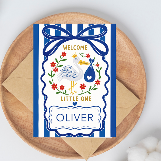 Welcome Little One baby boy card