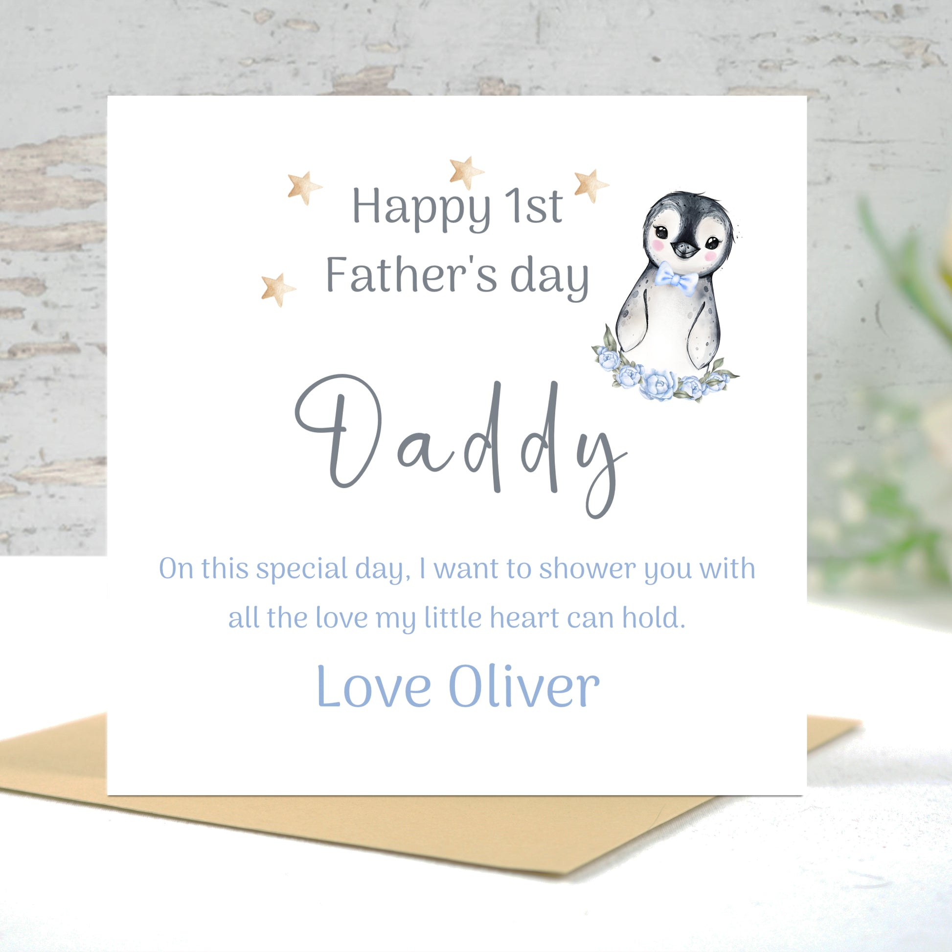 FIRST FATHERS DAY CARD FOR BEST DADDY FROM SON - personalised 