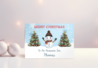 Football Club Christmas Card for Grandson Personalised