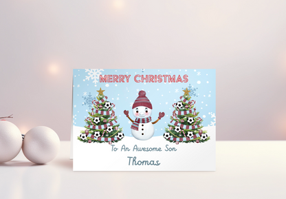 Football Club Christmas Card for Grandson Personalised