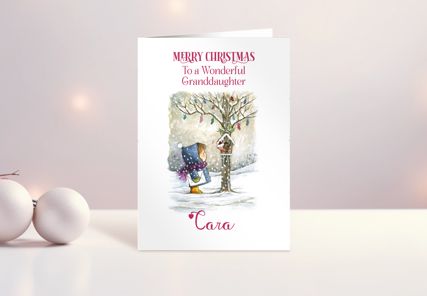 Christmas Card for Little Girl Personalised
