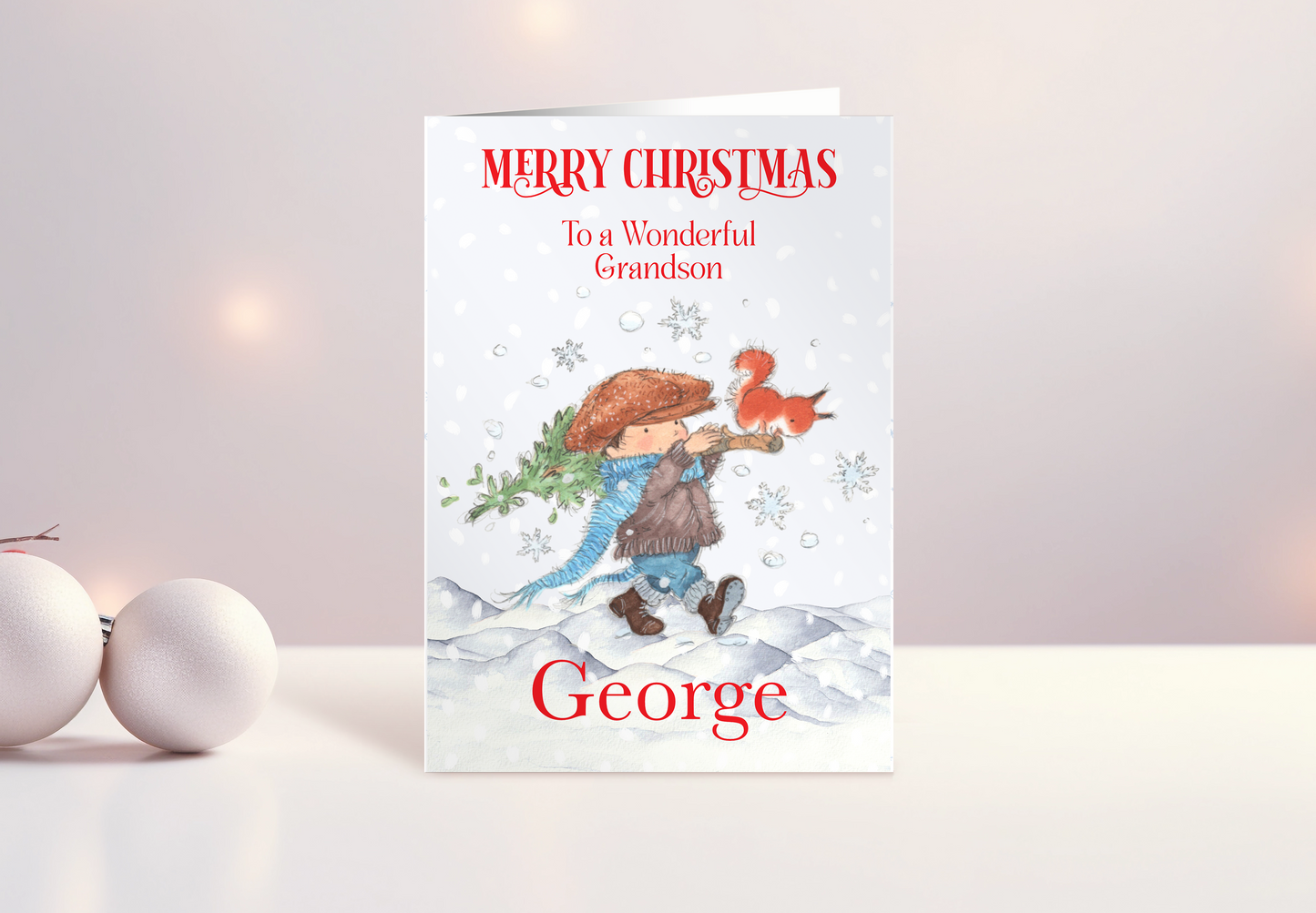 Christmas Card for Little Boy Grandson Personalised
