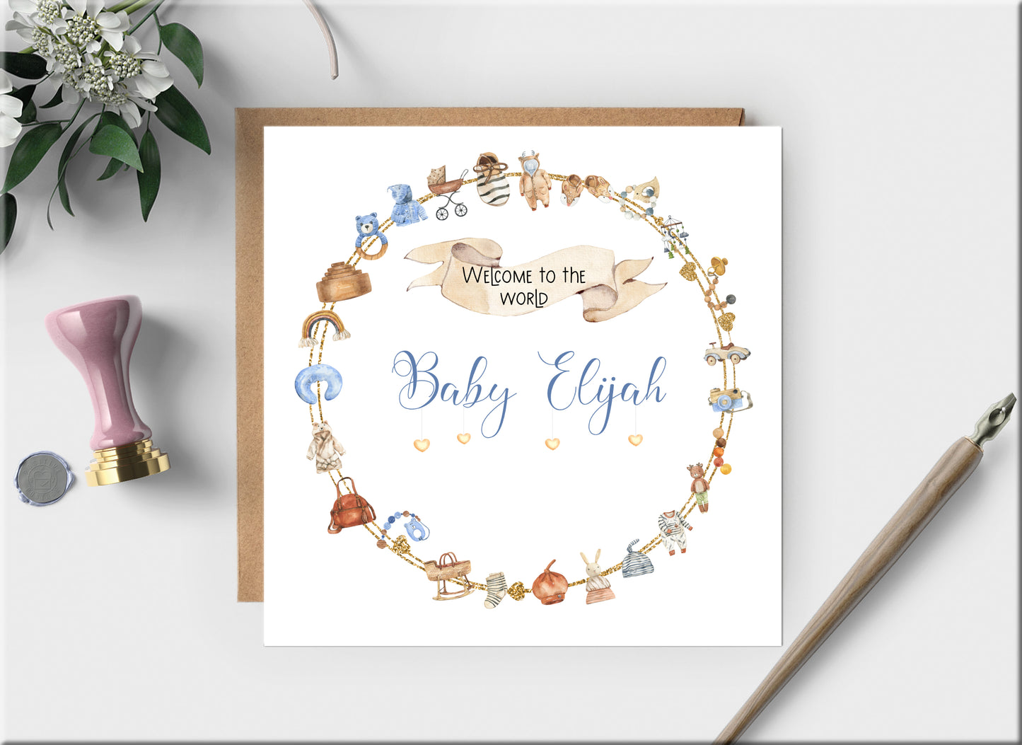 Personalised Baby Grandson Arrival Card