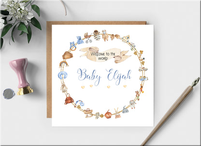 Personalised Baby Grandson Arrival Card