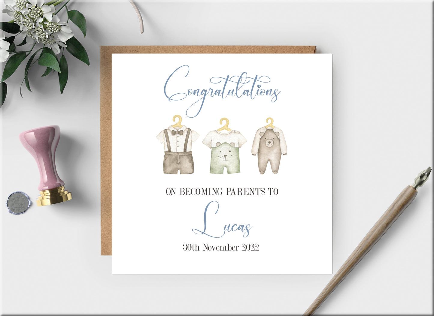 Personalised New Baby Son Arrival Card