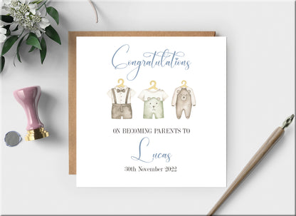 Personalised New Baby Son Arrival Card