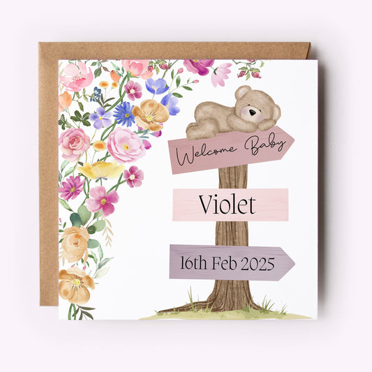 Personalised New Baby Girl Card