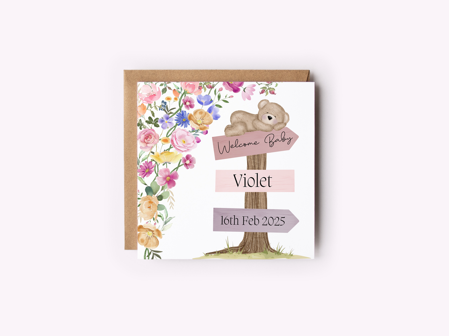 Personalised New Baby Girl Card
