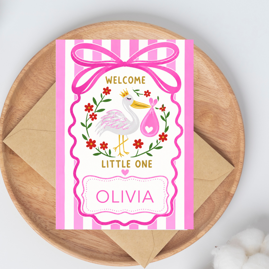 Welcome Little One baby girl card