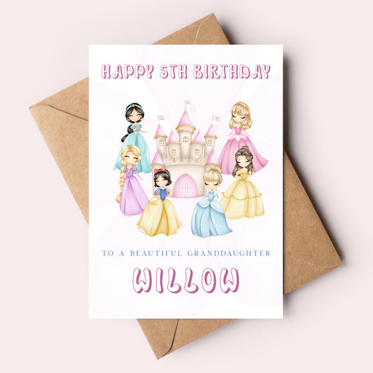 Personalised Princess Birthday Card