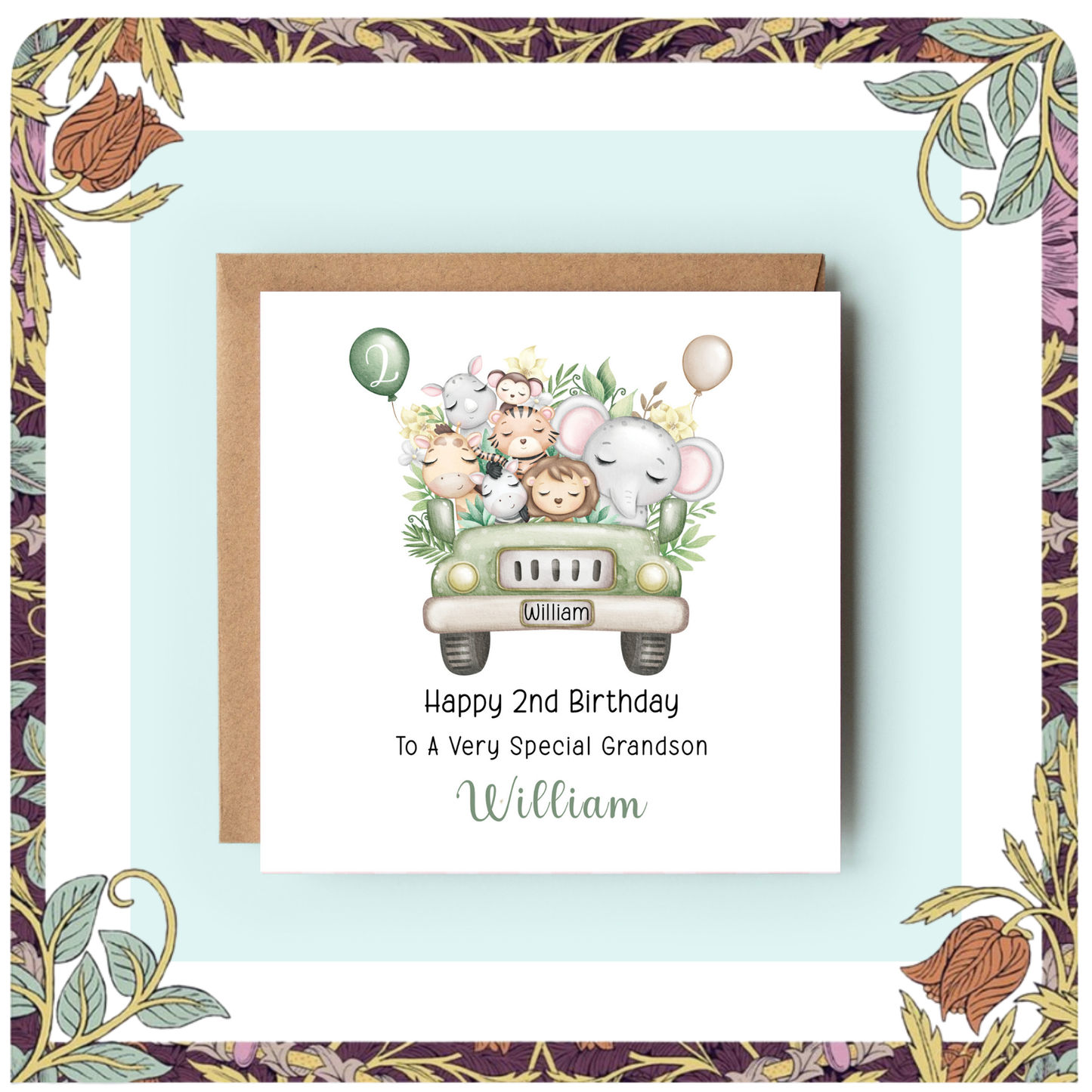 Safari Animals Birthday Card for Grandson