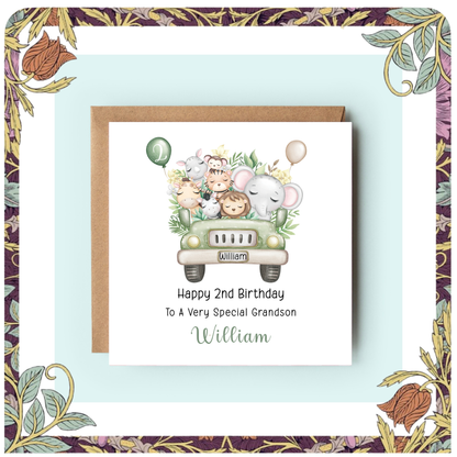 Safari Animals Birthday Card for Boys - Any age