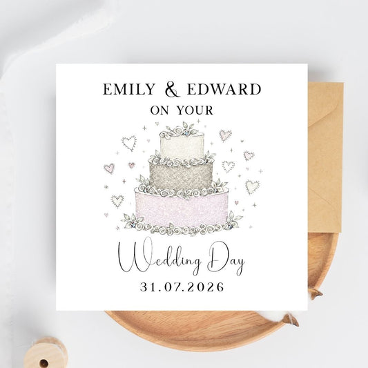 Personalised Wedding Day Cake Card