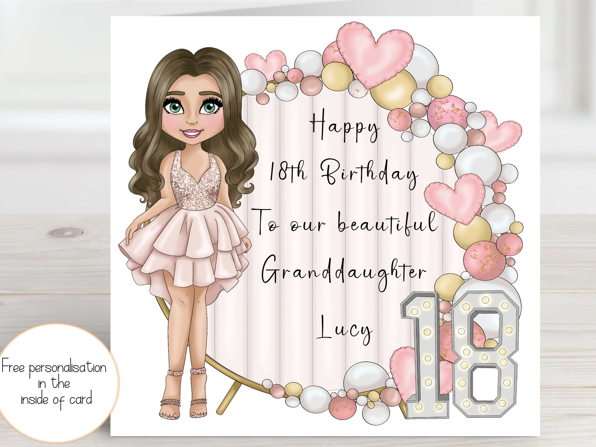16th, 18th, 21st Birthday card for daughter, Personalised Milestone Birthday Card for granddaughter, niece, sister, friend, sweet sixteen