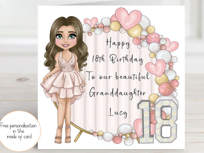 16th, 18th, 21st Birthday card for daughter, Personalised Milestone Birthday Card for granddaughter, niece, sister, friend, sweet sixteen