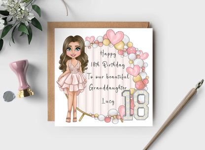 16th, 18th, 21st Birthday card for daughter, Personalised Milestone Birthday Card for granddaughter, niece, sister, friend, sweet sixteen