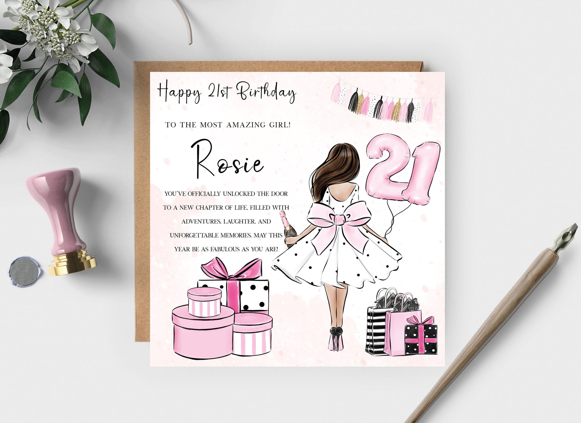 21st birthday card for granddaughter, daughter, sister, niece, cousin, Personalised 21st birthday card for her, women, girl, girls