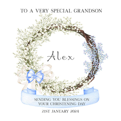 Christening card for little boy, Blessings for a Precious Little Boy on His Christening Day, Personalised Baptism Card for Baby Boy