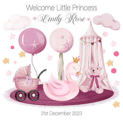 Personalised new baby girl card, Welcome to the world, Pink card for newborn, New granddaughter daughter arrival, Newborn baby keepsake gift
